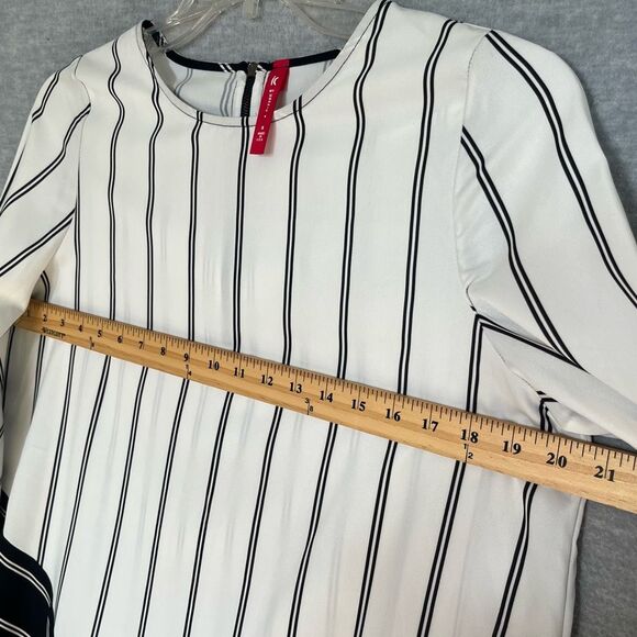 IC by Connie K Asymmetric Lagenlook Top Small Black White Stripe Artsy Tunic NWT - Picture 7 of 11